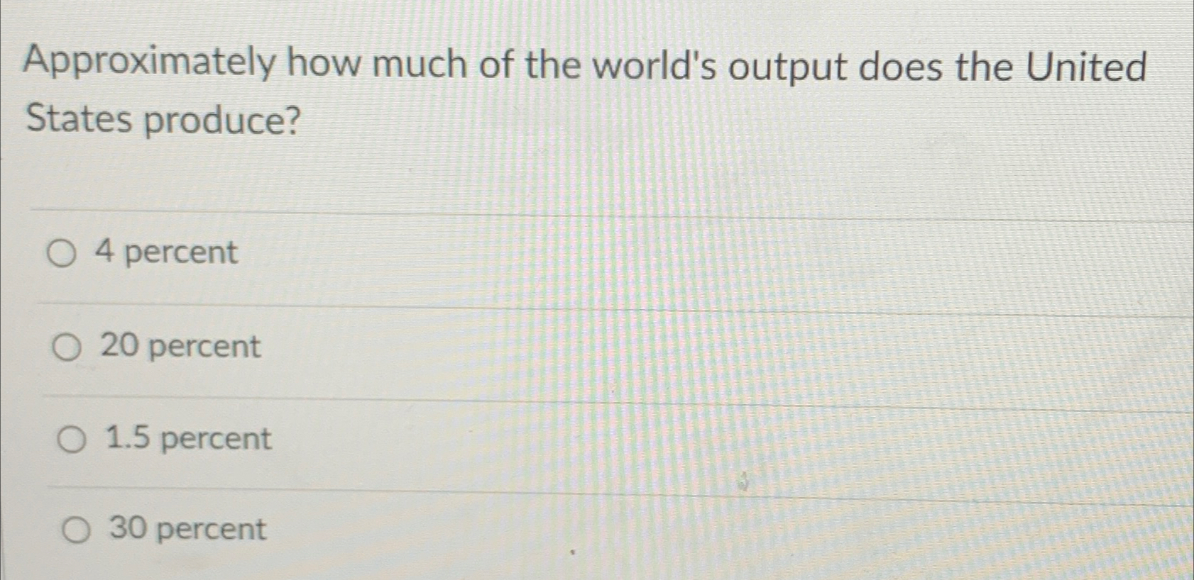Solved Approximately how much of the world's output does the | Chegg.com