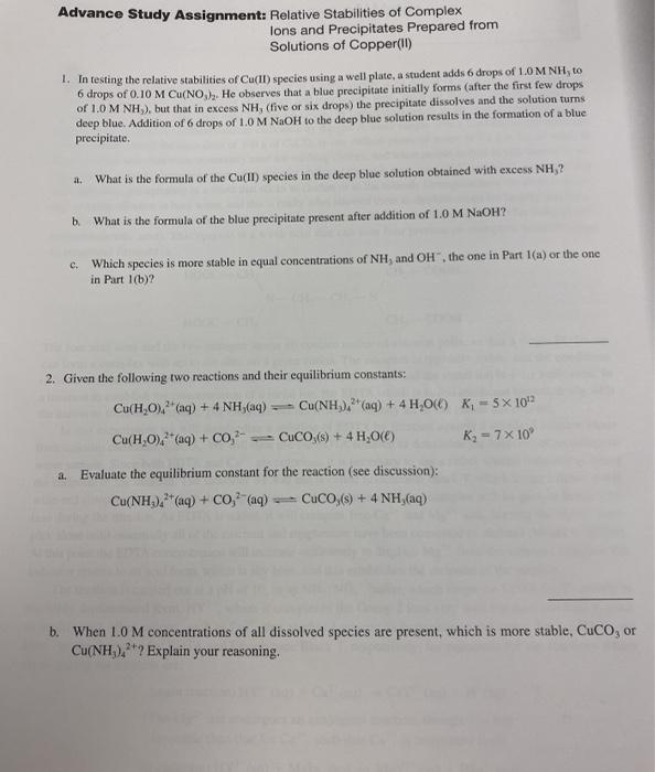 Solved Advance Study Assignment: Relative Stabilities Of | Chegg.com