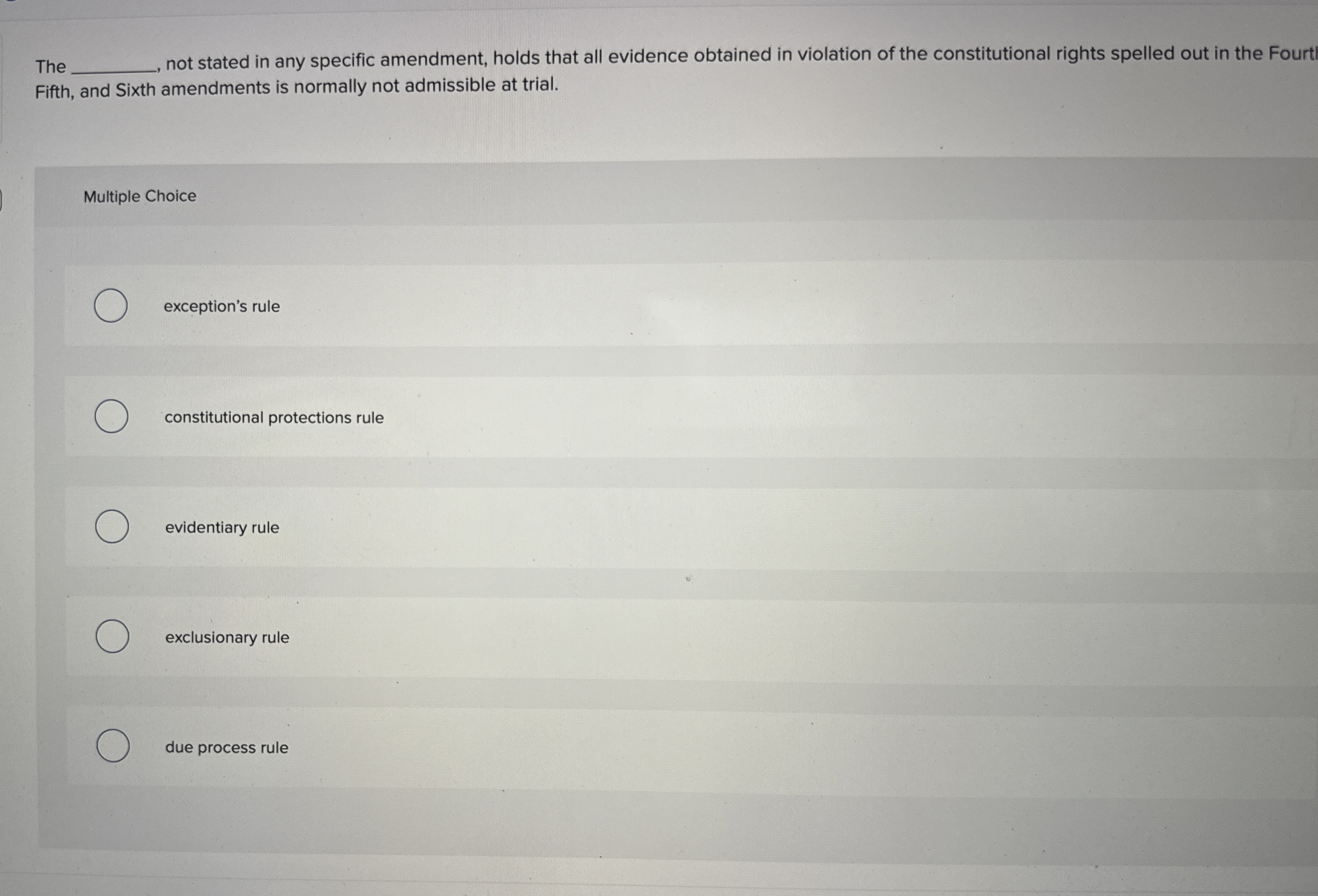Solved Thenot stated in any specific amendment, holds that | Chegg.com