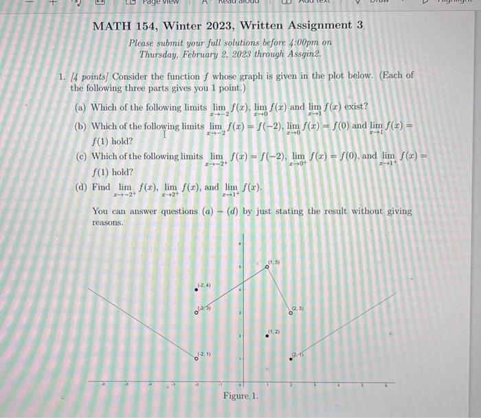 Solved MATH 154, Winter 2023, Written Assignment 3 Please | Chegg.com