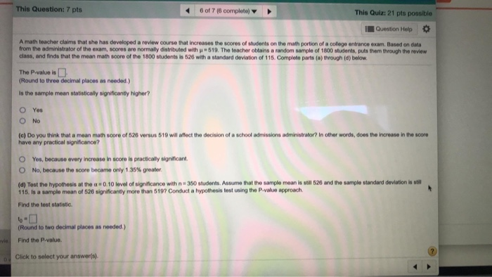 Solved Quiz: Module / Quiz This Question: 7 pts of 7 (6 | Chegg.com