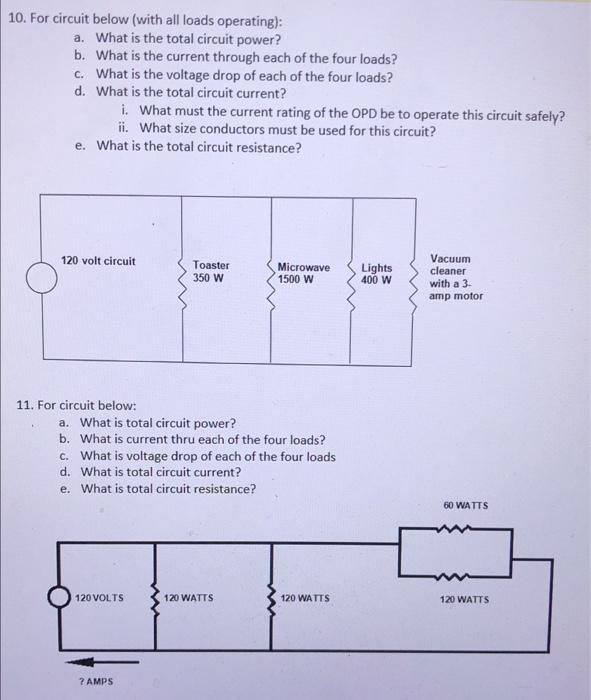 Solved 10. For circuit below (with all loads operating): a. | Chegg.com