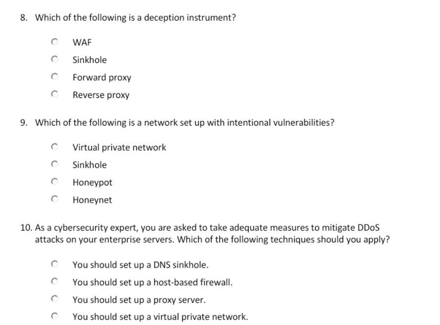 Solved 8. Which of the following is a deception instrument? | Chegg.com