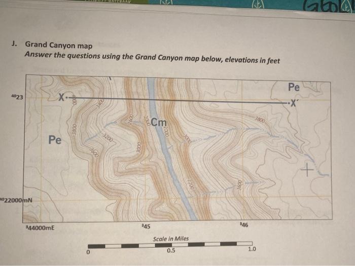 Solved J. Grand Canyon map Answer the questions using the | Chegg.com