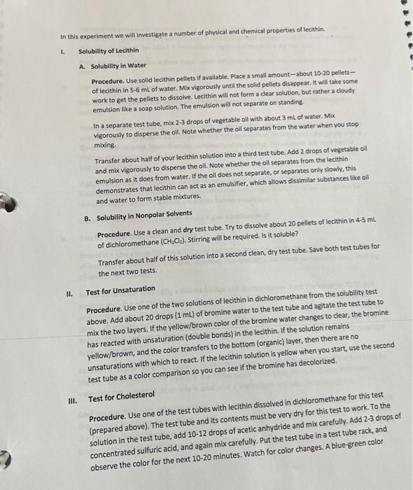Solved Phospholipids Properties and Chemistry of Lecithin