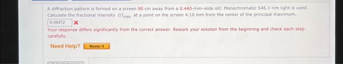 Solved A diffraction pattern is formed on a screen 90 cm | Chegg.com