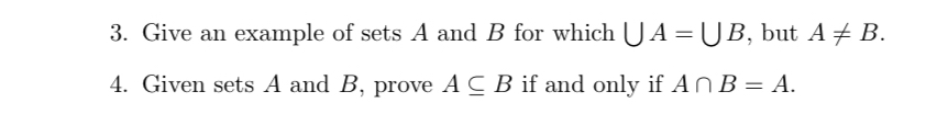 Give an example of sets A and B ﻿for which ∪uA=∪uB, | Chegg.com