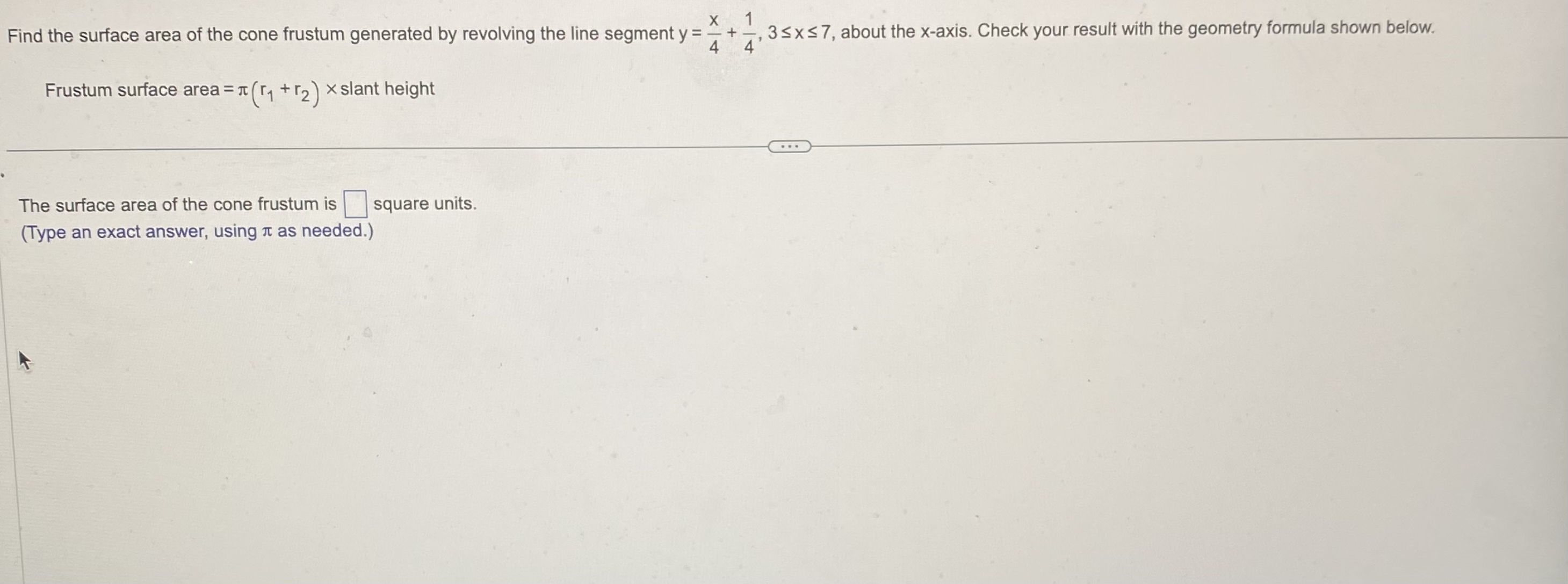 Solved Find the surface area of the cone frustum generated | Chegg.com