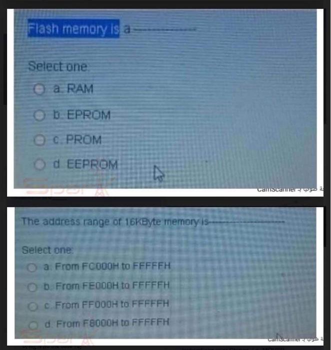 Solved Flash memory is a Select one e a RAM ob EPROM OC PROM | Chegg.com