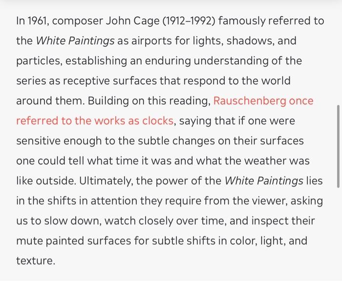 Robert Rauschenberg White Painting (three panel),