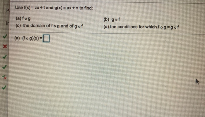 Solved Use F X Zx T And G X Ax N To Find P A Fog Chegg Com