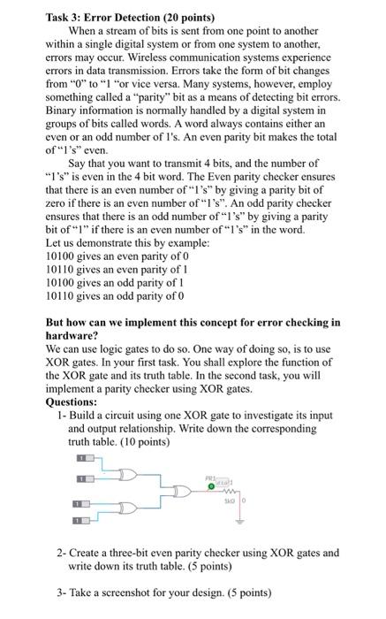 Solved Task 3: Error Detection (20 points) When a stream of | Chegg.com