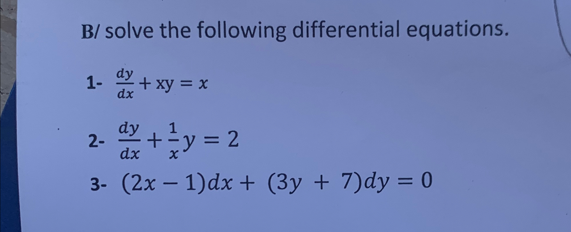 Solved B ﻿solve The Following Differential