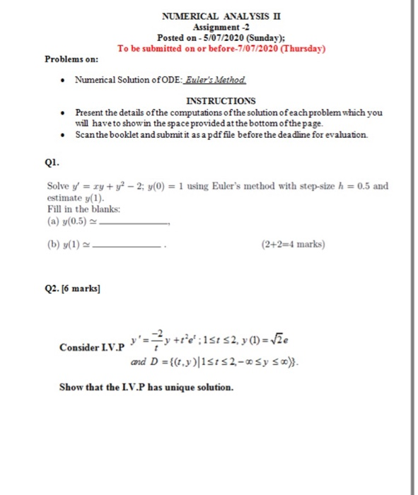 numerical analysis exam questions and solutions