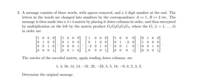 Solved 2. A message consists of three words, with spaces | Chegg.com