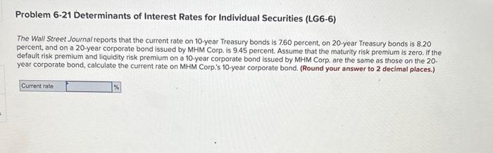 Solved Problem 6-21 Determinants Of Interest Rates For | Chegg.com