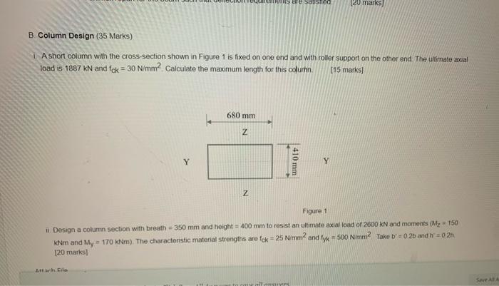 Solved I. A short column with the cross-section shown in | Chegg.com