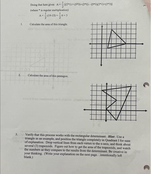 Solved Matrices can be used to find the area of polygons | Chegg.com