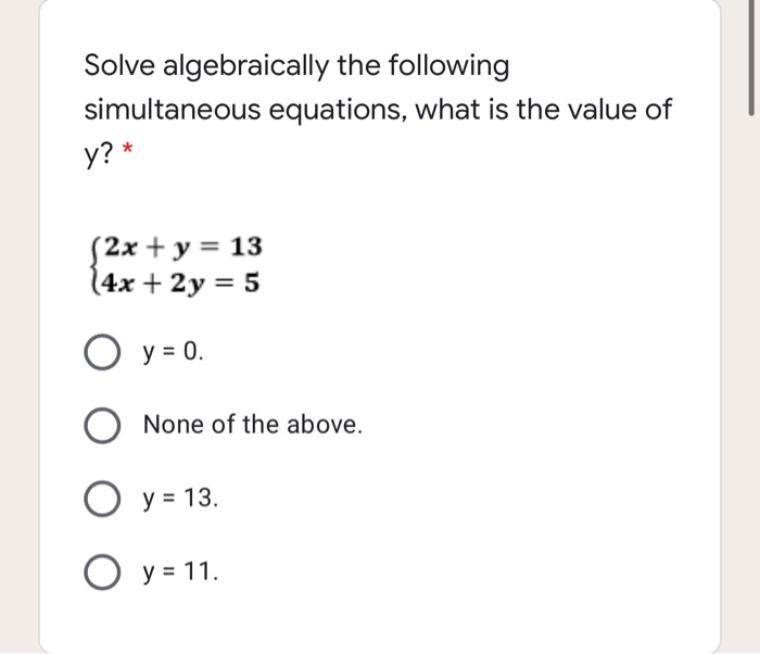 Solved Untitled Section Solve algebraically the following | Chegg.com