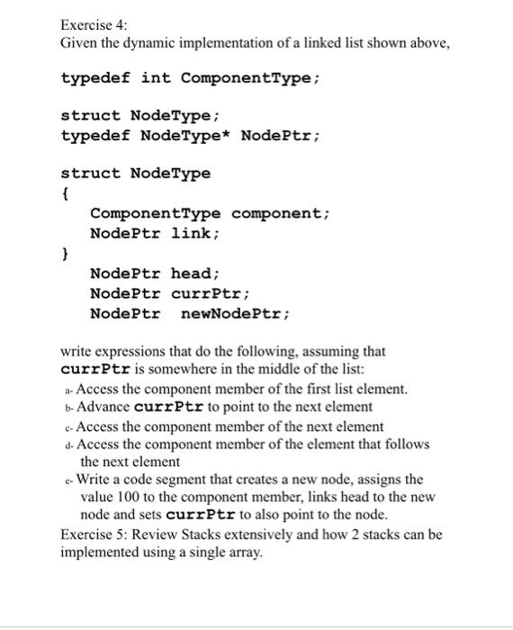 Solved Exercise 4: Given The Dynamic Implementation Of A | Chegg.com