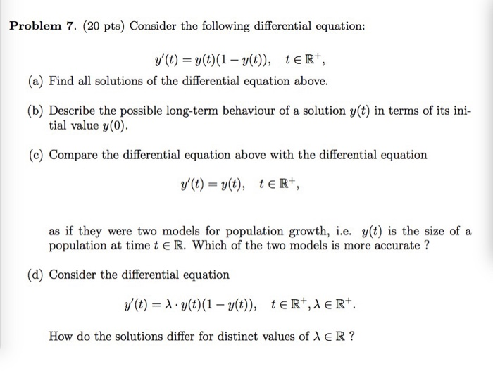 Solved Problem 7. (20 pts) Consider the following | Chegg.com