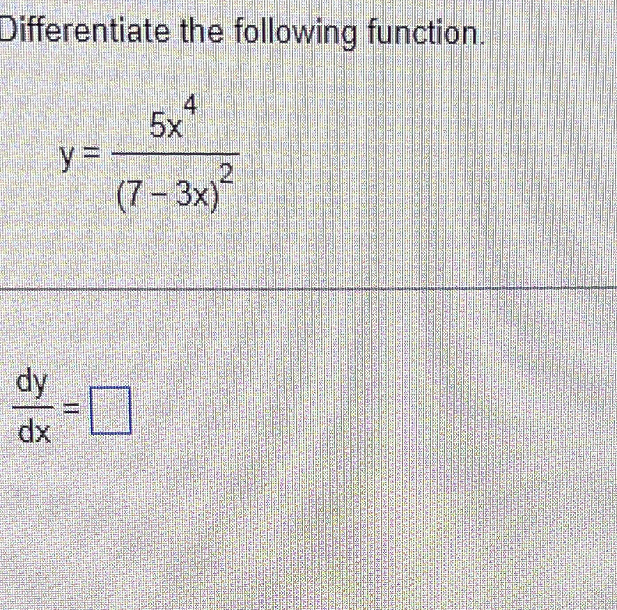 Solved Differentiate The Following | Chegg.com