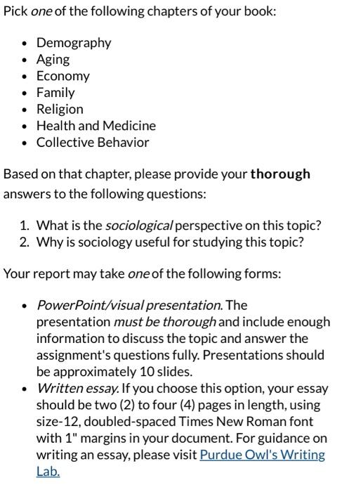 Pick one of the following chapters of your book: | Chegg.com