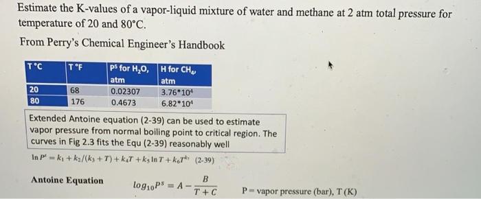 Solved Estimate the K-values of a vapor-liquid mixture of | Chegg.com