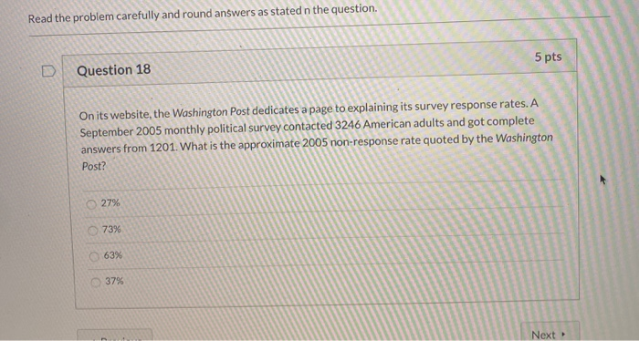 Solved Read the problem carefully and round answers as | Chegg.com