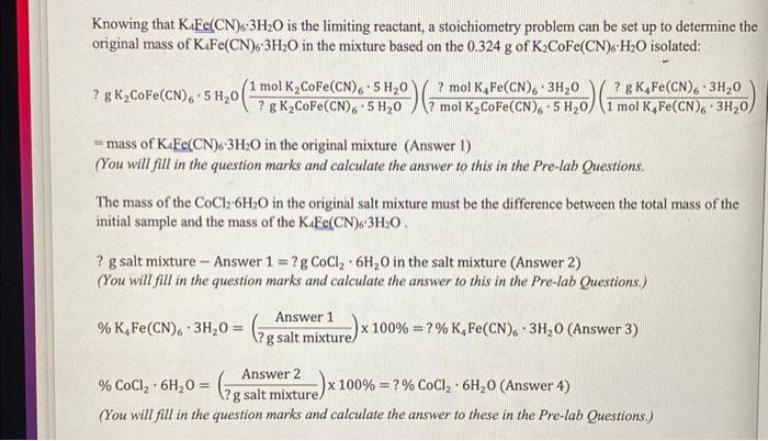 Solved Knowing that K4Fe(CN)6⋅3H2O is the limiting reactant, | Chegg.com