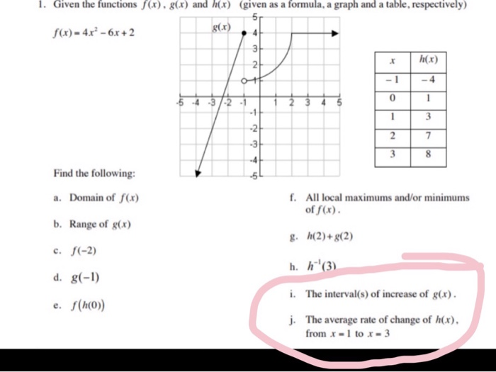 Solved 1 Given The Functions F X 8 X And H X Given As Chegg Com