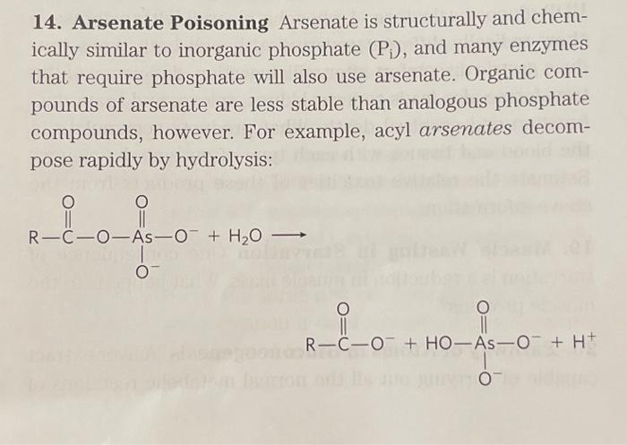Solved 14. Arsenate Poisoning Arsenate is structurally and | Chegg.com