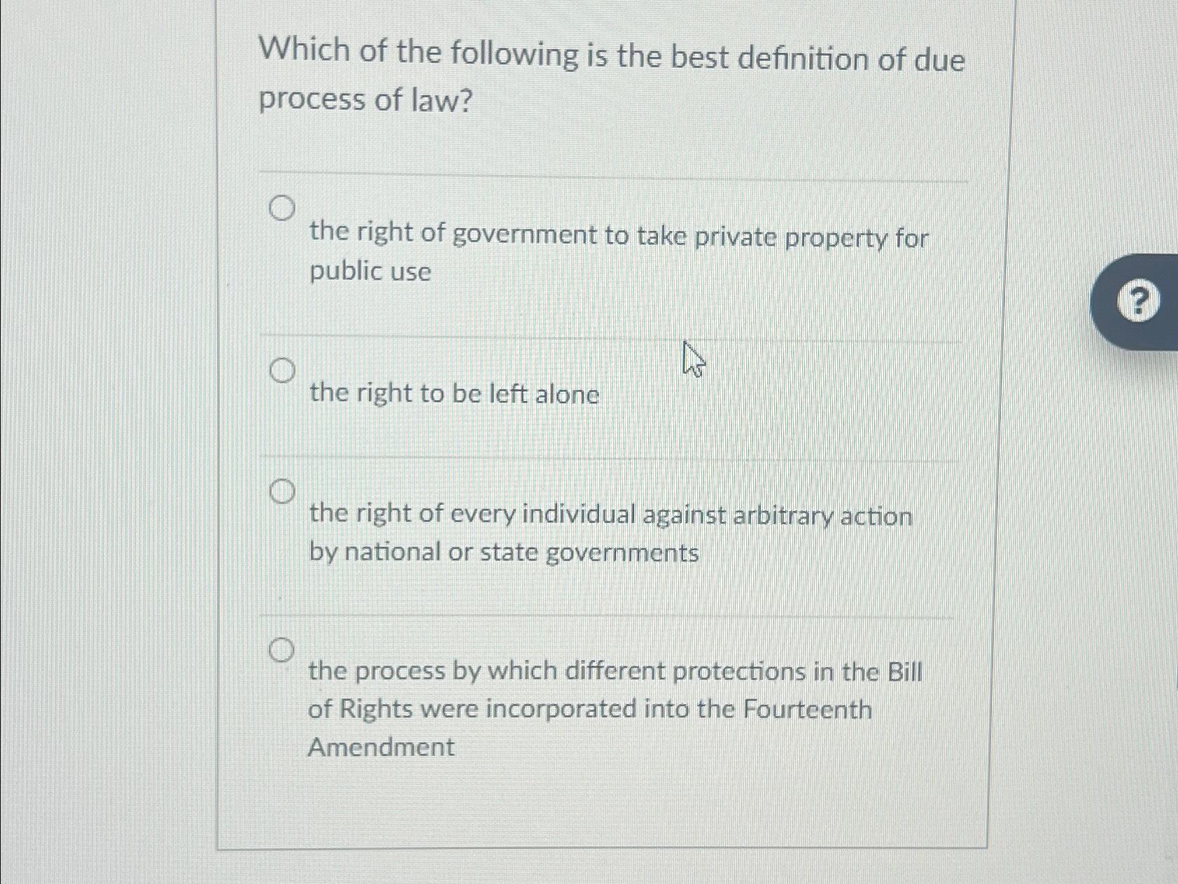 Solved Which of the following is the best definition of due 