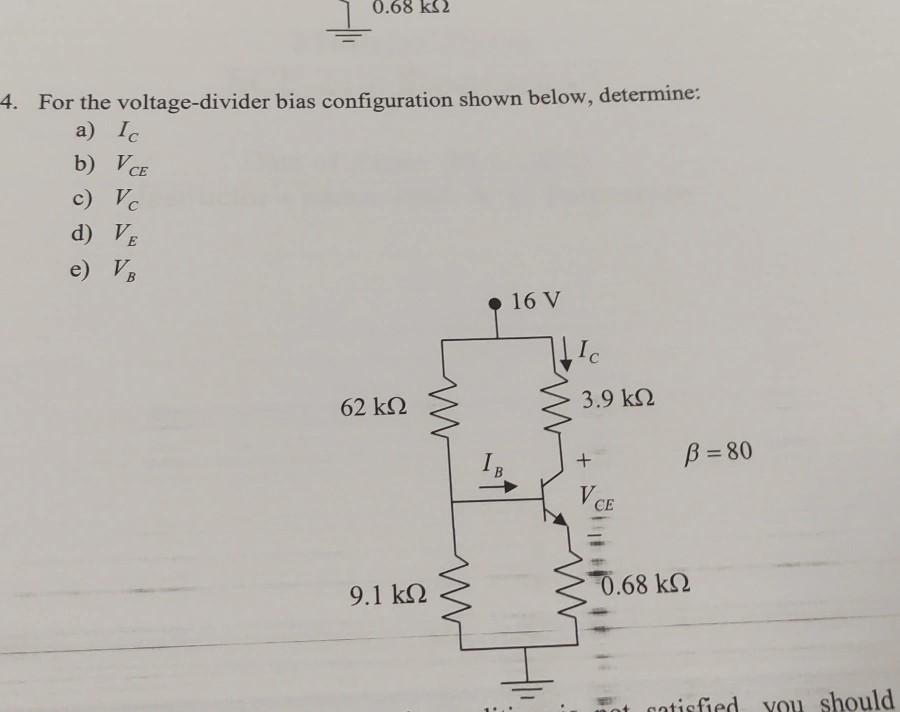 Solved 4 For The Voltage Divider Bias Configuration Shown 3429