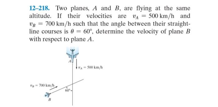 Solved 12-218. Two Planes, A And B, Are Flying At The Same | Chegg.com