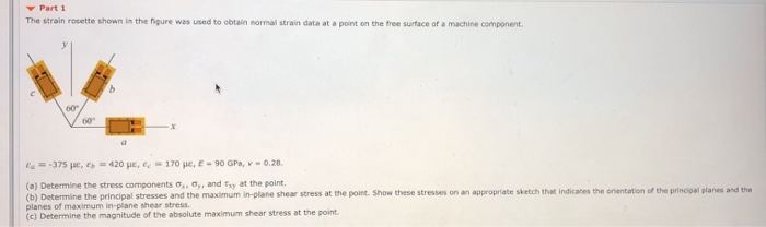 Solved Part 1 The strain rosette shown in the figure was | Chegg.com
