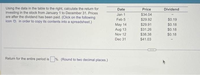 Solved Using the data in the table to the right, calculate | Chegg.com