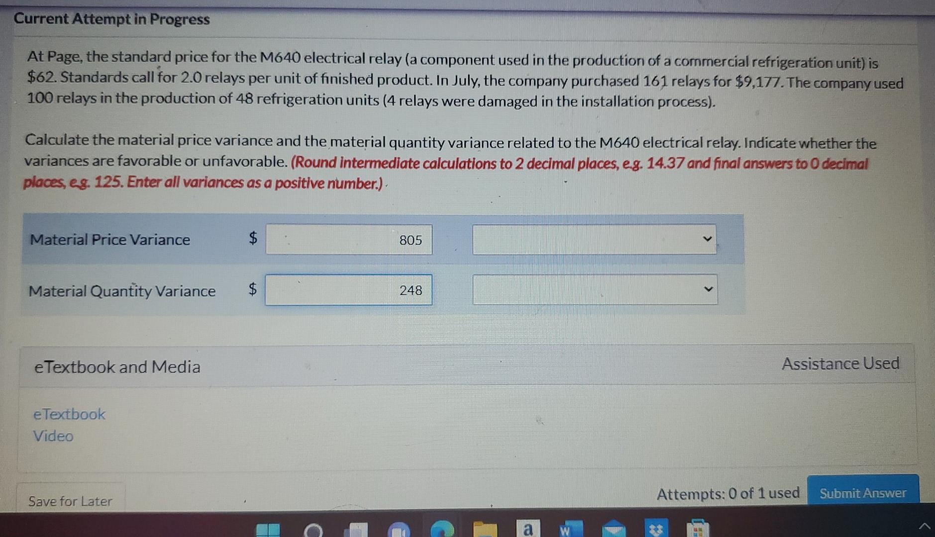 Solved At Page, the standard price for the M640 electrical