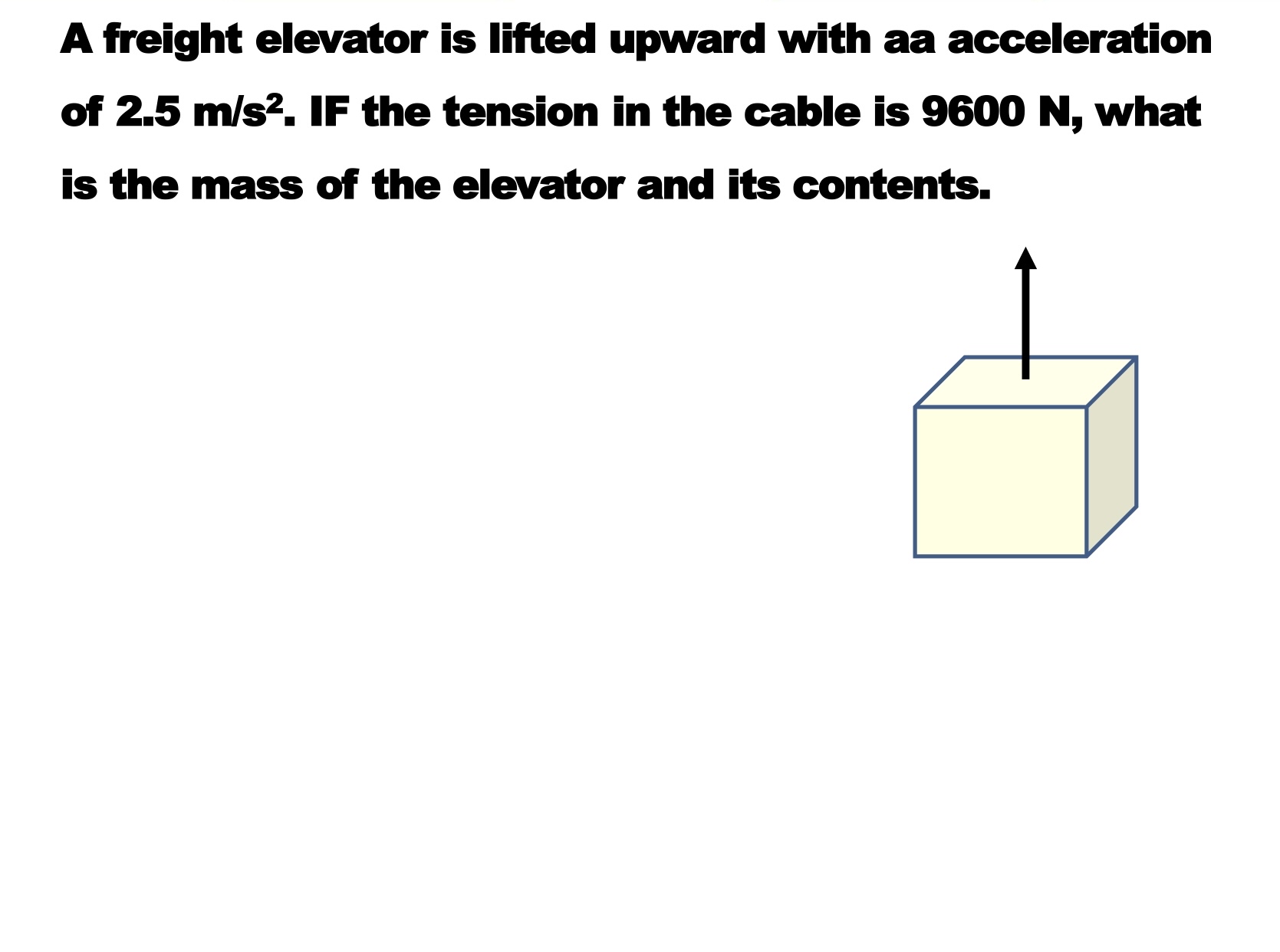 Solved A freight elevator is lifted upward with aa