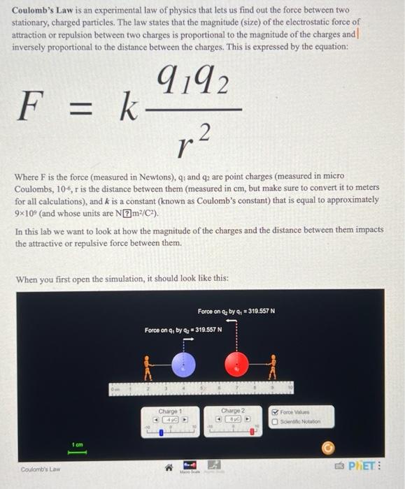 Solved F=kr2q1q2Complete the table below using the | Chegg.com