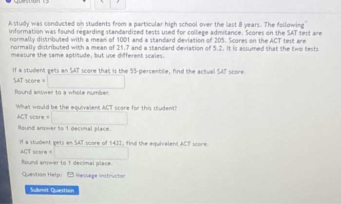 Solved A study was conducted on students from a particular | Chegg.com
