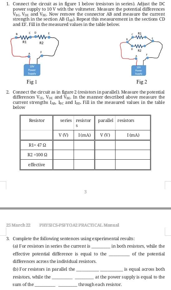 Solved 1. Connect the circuit as in figure 1 below | Chegg.com