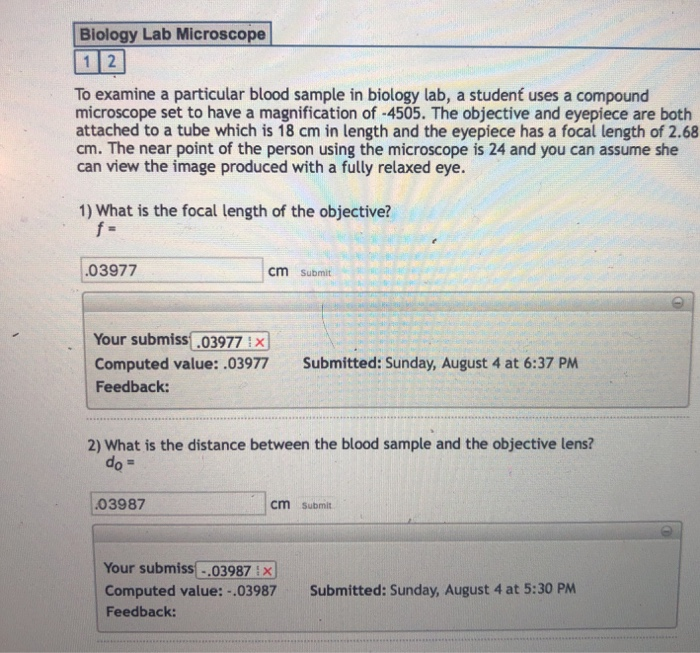 Solved Biology Lab Microscope 1|2| To Examine A Particular | Chegg.com