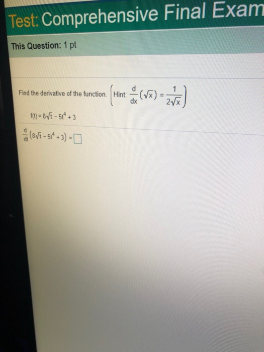 Solved Test Comprehensive Final Exan This Question 1 Pt Chegg Com