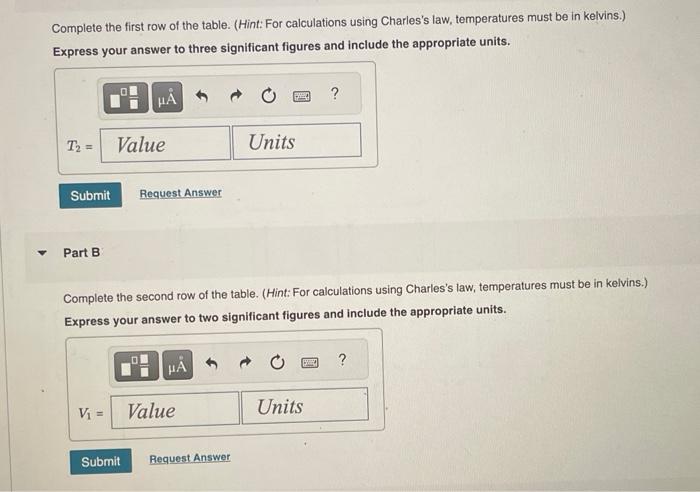 Solved Use Charles s law to complete the table assume Chegg