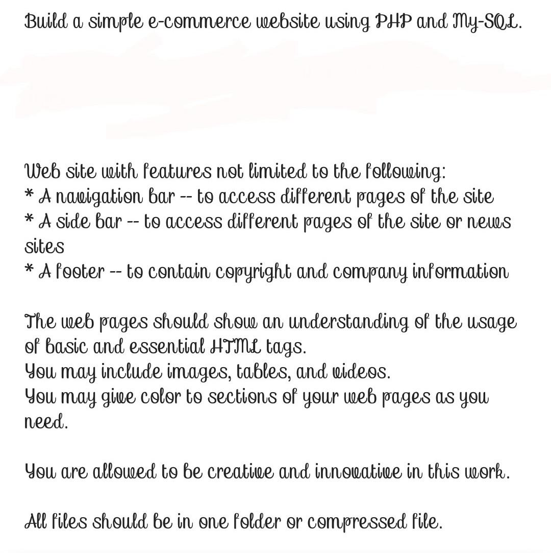 Solved Build a simple e-commerce website using PHP and | Chegg.com