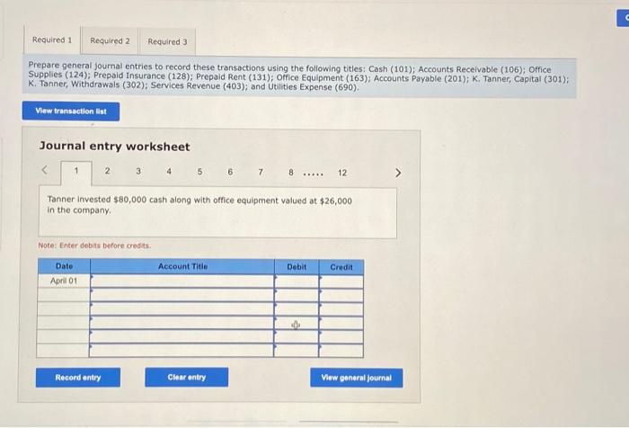 Solved Post the journal entries from part 1 to the ledger | Chegg.com