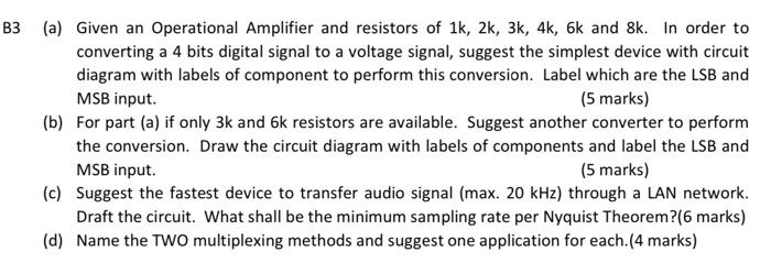 Solved B3 (a) Given An Operational Amplifier And Resistors | Chegg.com