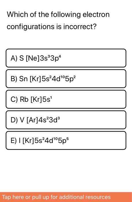 Solved Which of the following electron configurations is | Chegg.com