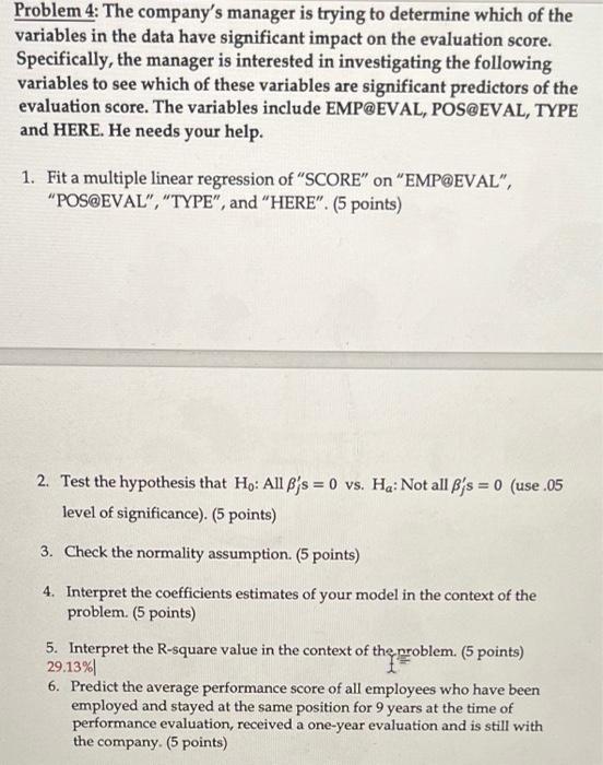 Solved Problem 4: The company's manager is trying to | Chegg.com